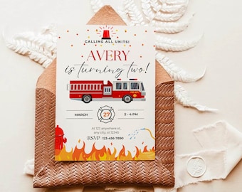 Fireman birthday invitation | Fire Fighter digital party invite