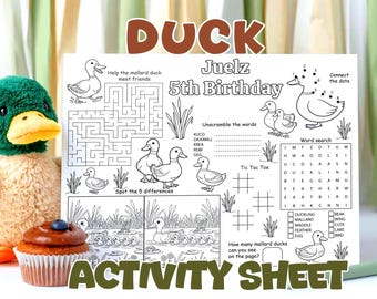 Eine glückliche Enten-Geburtstag | Enten-Themenparty Arbeitsblatt | Stockente Enten Aktivität Blatt Printable | Enten Arbeitsblätter für Kinder