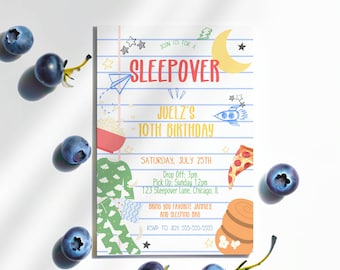 Boys Sleepover Birthday Digital Invitation | Slumber Party Invite