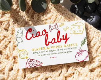 Ciao Italienisches Windel-Gewinnspiel, Little Italy Babyparty bedruckbar, Italienisches Windel-Gewinnspiel, Baby-Dusche-Spiel