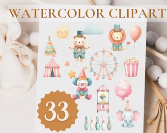 33 circus aquarel png clowns clipart
