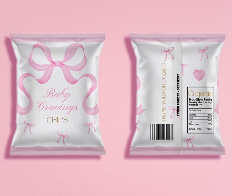 Fuutreo 50 Pcs Pink Bow Gift Bags Coquette Birthday Plastic