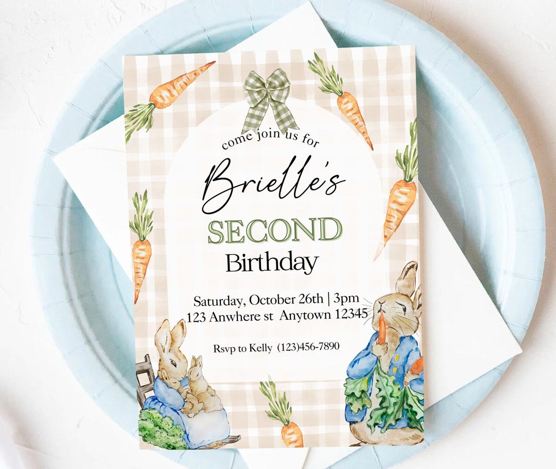 Editable Rabbit Party Invite | Bunny Themed Birthday Invitation - Etsy