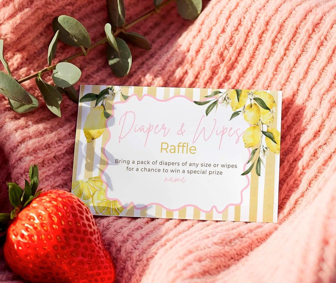 Pink Lemon Baby Shower Diaper Raffle Printable • Sweet Lemon Theme ...