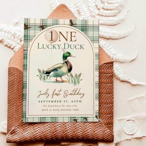 One Lucky Duck Birthday Digital Invitation | Duck-Themed Party Invite | boy First Birthday