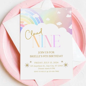 Cloud 9 birthday invitation | cloud 9 Party | 9th birthday invitation