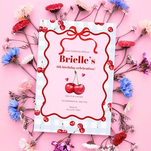 cherry birthday invitation | cherry on top invitees image 1