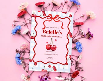 cherry birthday invitation | cherry on top invitees