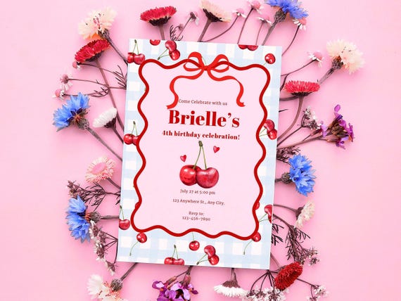 cherry birthday invitation | cherry on top invitees