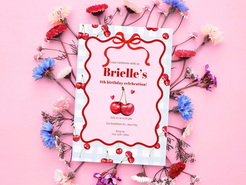 cherry birthday invitation | cherry on top invitees image 1