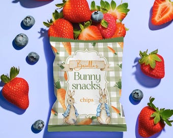 Rabbit-Themed Chip Bag Template | spring Printable Party Favor Bag for Birthday or Baby Shower