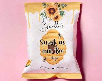 Plantilla digital para bolsas de papas fritas con temática de abejas / Recuerdos para fiestas de abejas / Envoltorios para papas fritas con temática de abejas
