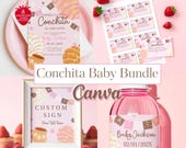 Little Conchita Baby Shower Bundle • Invitation, Diaper Raffle, Table Sign, Water Bottle Labels & Free Games • Fiesta Baby Shower Printables