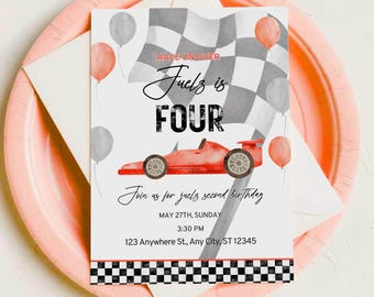Race Car Birthday Invitation Template | two fast | need four speed invite