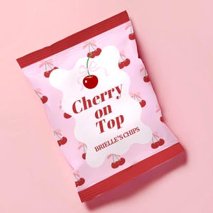 cherry birthday chip bag | cherry on top favor | Cherry Party Digital Chip Bag Template | Printable Party Favor | Cherry-Themed Chip Bags
