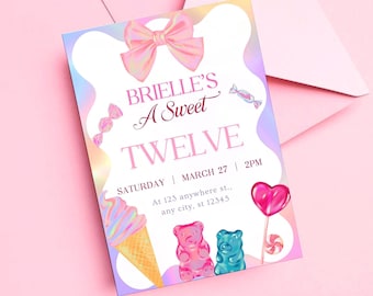 Sweet Candy Birthday Invitation | Candyland-Themed Digital Party Invite | Custom Sweet Treat Birthday Card
