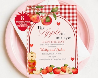 Apple Baby Shower Invitation Template | Apple Theme Baby Shower Invite | Fall Baby Shower | Editable Canva Invite | Digital Download