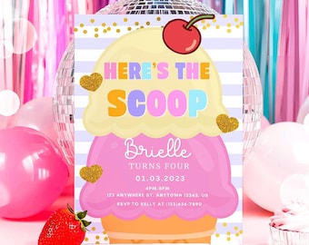 Ice Cream Birthday Invitation | Sweet Treat Party Invite