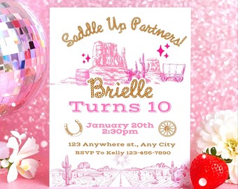 Cowgirl rodeo invitation | western birthday | cowgirl birthday invite