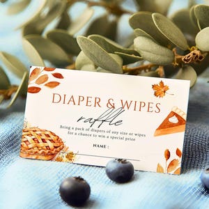 Fall Pie Baby Shower Diapers and Wipes Raffle Game | Printable Autumn Baby Shower Game | Rustic Fall Baby Shower Activity | cutie pie
