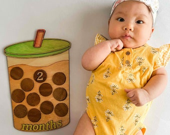 Baby Boba 3D maandelijkse mijlpalen teken | Houten 3D-bord