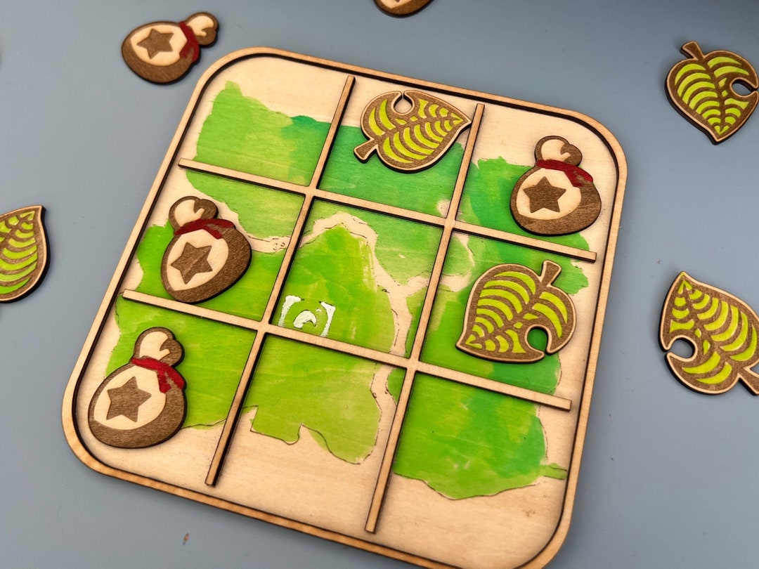 ACNH Tic Tac Toe Wooden Tabletop Game Etsy