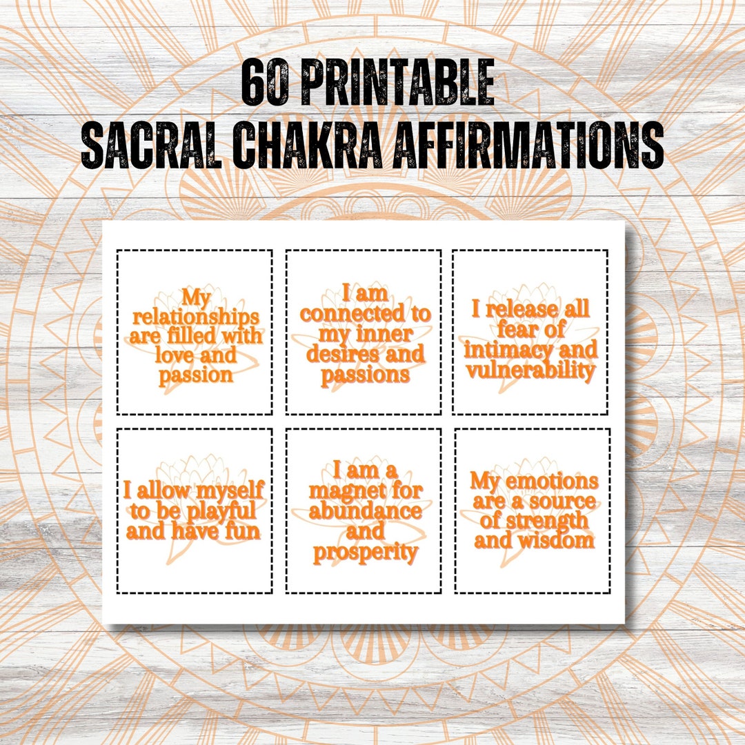 60 Printable Sacral Chakra Affirmation Cards Chakras Sacral - Etsy