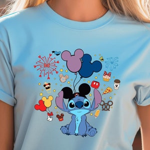 Stitch Shirt, Disney Snacks and Balloons Shirt, Perfect Matching Shirt, for Disney Trip, Birthday Gift for Disney Fans, Mickey and Co