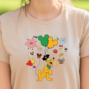 Pluto Shirt, Snacks and Balloons Shirt, Perfect Matching Shirt, for Vacation Trip, Birthday Gift For Disney Fans, Mickey and Co