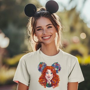 Princess Merida Cute Shirt, Mouse Head Flowers Shirt, Merida Shirt, Disney Shirt, Brave Archer Shirt, Matching Family Shirt