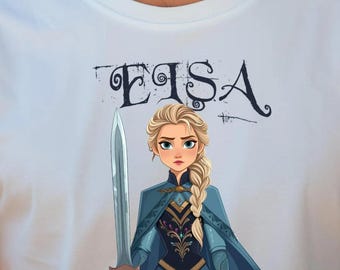 Camiseta inspirada en Frozen, regalo de la princesa Elsa: temática de guerrera medieval, camiseta colorida para niños (Bella Canvas, algodón suave, tallas juveniles)