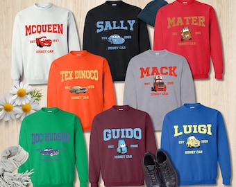 Racecar Characters Bundle Sweatshirt, Colorful Racing Pullover Set, Family Trip Theme Park Shirt, Matching Family Bundle Shirt