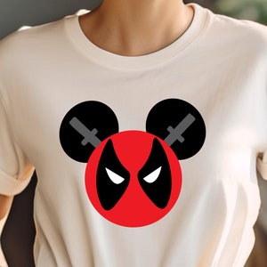 Deadpool in Mouse Ears Shirt, Merc with a Mouth-Inspired Shirt, PerfectHer Gift, Ideal for Family Vacation, Unisex Deadpool Style Shirt