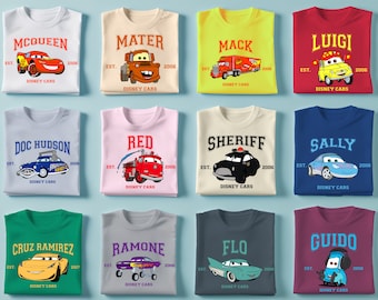 Racecar Characters Group Shirt, Cartoon Crew Tee, Vacation Gift for Fans, Family Trip Theme Park Shirt, Matching Family Shirt