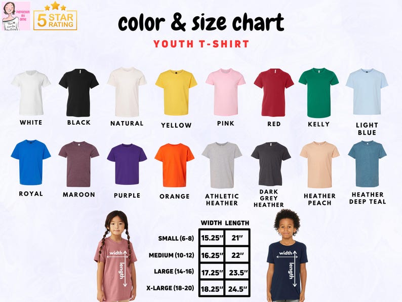 a group of children's t - shirts with different colors and sizes