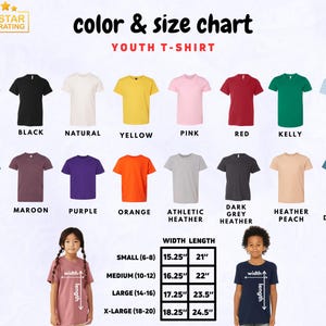 a group of children's t - shirts with different colors and sizes