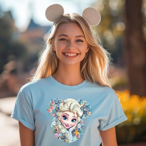 Elsa Mousehead Shirt, Frozen Flower Shirt, Princess Shirt, Birthday Gift, Shirt, Group Shirt, Disney Family Matching Shirt