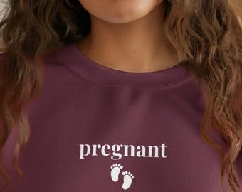 Pregnant Shirt, Pregnancy Announcement Tee, Minimal Maternity T-Shirt, Baby Reveal Gift for Mom To Be, Pregnancy Announcement Expecting Tee
