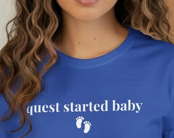 Quest Started Baby Shirt, Gamer Pregnancy Reveal Tee, Video Game Baby Announcement Shirt, Maternity Tee