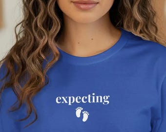 Expecting Shirt, Pregnancy Reveal T-Shirt, Simple Maternity Tee, Mom To Be Gift, Baby Announcement, Pregnancy Announcement Expecting Tee