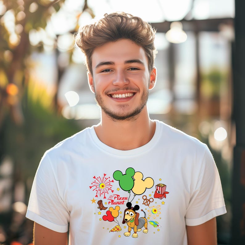Camiseta Slinky Dog Toy Story Snacks: Tema de viaje a Disney, Arte con globos (Algodón suave, XS-XXL, Unisex) imagen 5