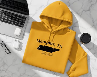 Memphis TN Coordinates Shirt, Tennessee State Outline Tee, Latitude Longitude T-Shirt, Hometown Gift, Memphis Souvenir Unisex