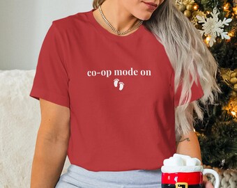 Co-Op Mode On Shirt, Gamer Pregnancy Announcement Tee, Video Game Baby Reveal, Maternity T-Shirt, Pregnancy Announcement Expecting Tee