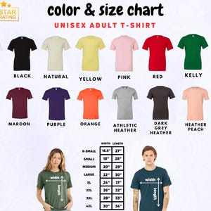a women's t - shirt with different colors and sizes