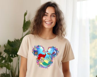 Ariel Little Mermaid Shirt, Princess Mouse Ears Shirt, Disneyland Trip Shirt, Disney Gift Tee, Disney Family Tee, Disney Fan Birthday Gift