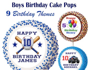 Personalized Boys Birthday Cake Pops – Custom Name & Age Party Favors – Birthday Dessert Table Treats