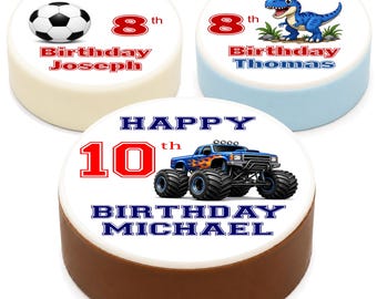 Personalized Boys Birthday Chocolate Covered Oreos, Custom Name & Age Party Favors