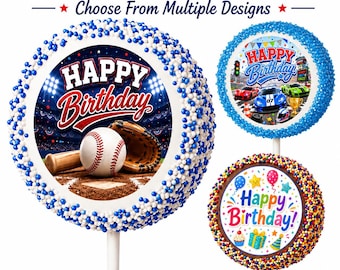 Boys Birthday Cake Pops | Birthday Party Favors | Baseball, Monster Truck, Dinosaur, Sports Themes