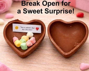 Chocolate Heart Surprise – Smashable Treat with Hidden Message, Marshmallows