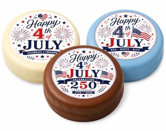 4th of July Chocolate Dipped Oreos – Patriotic Party Favors with Edible Images